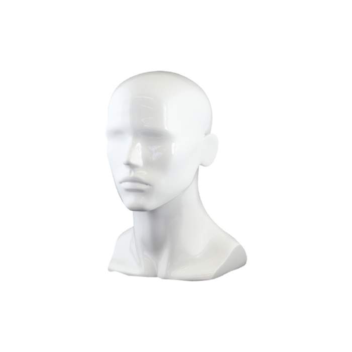 Premium Nova Male Head Display in White Gloss. Height 340mm – Blingin ...